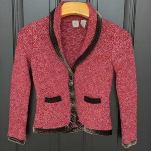 Anthropologie HWR Monogram Touring jacket / sweater with velvet trim